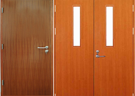 Wood fire doors.